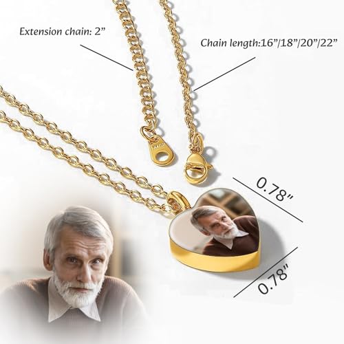 3UMeter Custom Urn Necklace with Photo Stainless Steel Ashes Necklace with Picture Necklace for Ashes of Loved One Urn Necklace for Women Men Memorial Jewelry Gift4