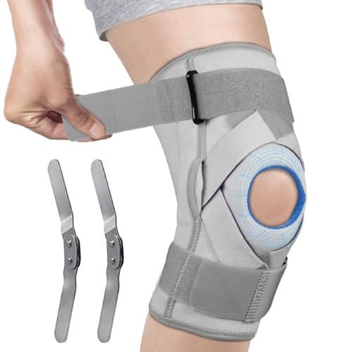 Vissco Neoprene Hinged Patella Knee Brace (Moderate Support), Knee Support for Pain Relief, Knee Injury Braces for Walking, Running, Gym, Workout - (CLOSED TYPE) - Small (Grey)