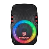 Kaiser Bocina Bluetooth de 8 Pulgadas con Luz Circular, KSR-Link, Bluetooth, FM, USB, Micro SD, AUX,...