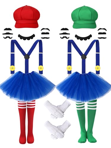 Yearntown Halloween Bros Costume Accessories for Women Adult Duo Halloween Cosplay Plumber Costume...