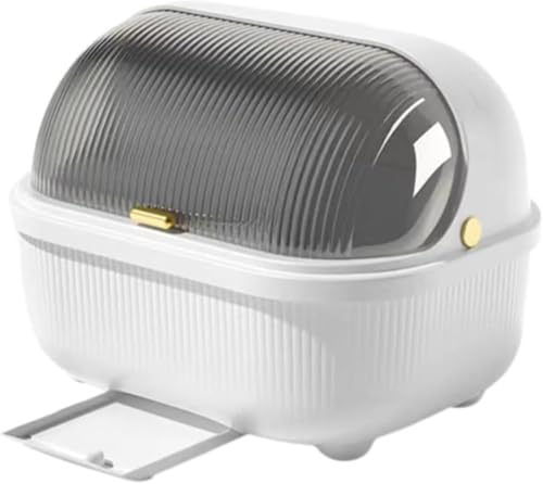Wyazziv キッチン食器棚 水切りラック 食器ボックス トレー付き 食器乾燥ラック 多機能 透明蓋付き 水切りかご 食器乾燥ラック 食器収納 箸収納 皿立て水切り 大容量 台所用品収納 食器保管 プラスチック (ホワイト,39cmx31cmx30cm)