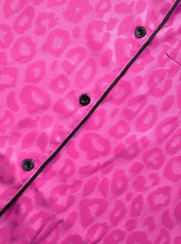 Image of Remidoo Womens Striped Silk Satin Short Sleeve Button Down Pajama Set 2 Piece Pjs Loungewear Pink XX-Large