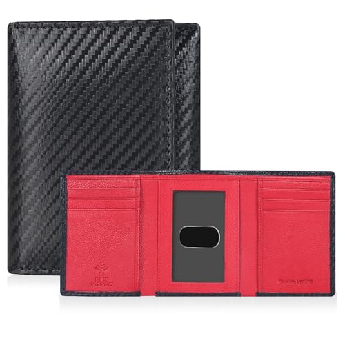 Tri Fold Leather Wallet for Men - RFID Slim Thin Compact 6 Card Slots Gift