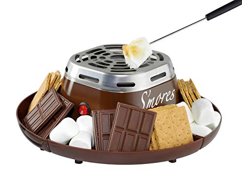 Nostalgia SMM200 Indoor Electric Stainless Steel S'mores Maker with 4 Compartment Trays
