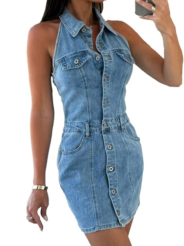 Xadsfeel Womens Denim Dress Button Down Mini Denim Shirt Xadsfeel Womens Denim Dress Button Down Mini Denim Shirt