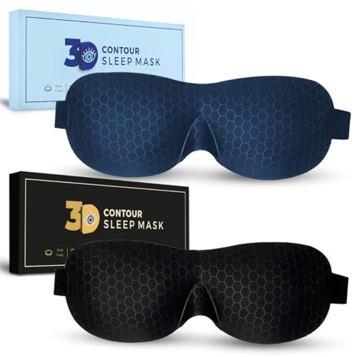 Samadhaan Fabric Eye Mask For Sleeping With Adjustable Strap 3D Contour Sleeping Mask For Men Women Sleep Mask Blind Fold Eye Cover Total Blackout Sleeping Eye Mask Blindfold For Sleeping, Pack Of 2