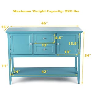 LOKO Buffet Cabinet with Storage, Multifunctional Console Table with Ample Storage Space, Sideboard with Drawers for Kitchen, Dining Room, Living Room or Entryway, 46 x 15 x 34 inches (Blue) LOKO Buffet Cabinet with Storage Multifunctional Console Table with Ample Storage Space Sideboard with Drawers for Kitchen Dining Room Living Room or Entryway 46 x 15 x 34 inches Blue
