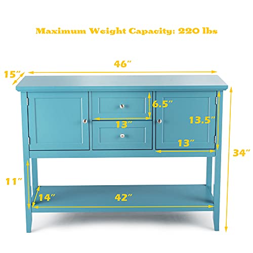 LOKO-Buffet-Cabinet-with-Storage-Multifunctional-Console-Table-with-Ample-Storage-Space-Sideboard-with-Drawers-for-Kitchen-Dining-Room-Living-Room-or-Entryway-46-x-15-x-34-inches-Blue LOKO Buffet Cabinet with Storage Multifunctional Console Table with Ample Storage Space Sideboard with Drawers for Kitchen Dining Room Living Room or Entryway 46 x 15 x 34 inches Blue