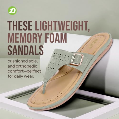 Image of DOCTOR EXTRA SOFT Women's Flat Memory Foam Slippers /Flip-Flops Fashion Stylish Casual Comfortable Diabetic Orthopedic Lightweight Synthetic Slip-on Sandals with Adjustable Buckle for Girls & Ladies D-609
