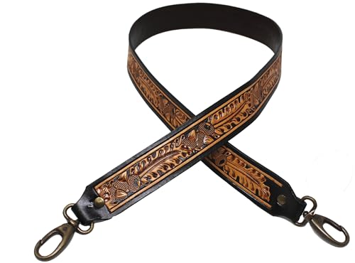 Image of CHALLENGER Western Antique Tooled Leather Replacement Shoulder Strap for Bags Purse Duffle 115FKStrap