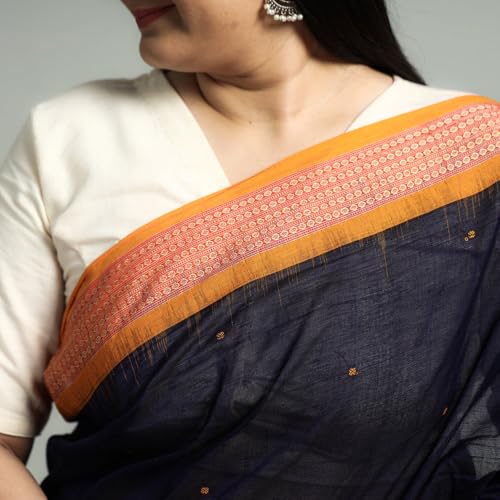 Image of Ikat Women's Pure Cotton Saree Traditional Craftsmanship Double Ikat Weaving Floral Handmade Ethnic Saree without Blouse Piece