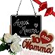 Hängetafel 20cm + Kreide + Holzschrift „I Love Mum“ 18cm + künstliche weiße Rosen – Geschenk für Mama | Muttertag 2025