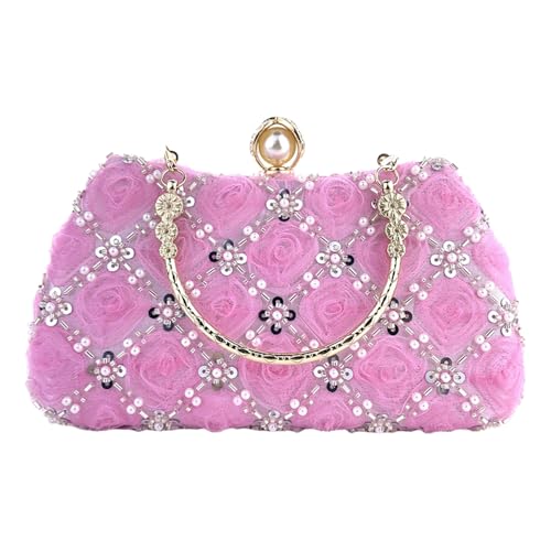 Sac de soirée pour fête et mariages en version paillettes rose