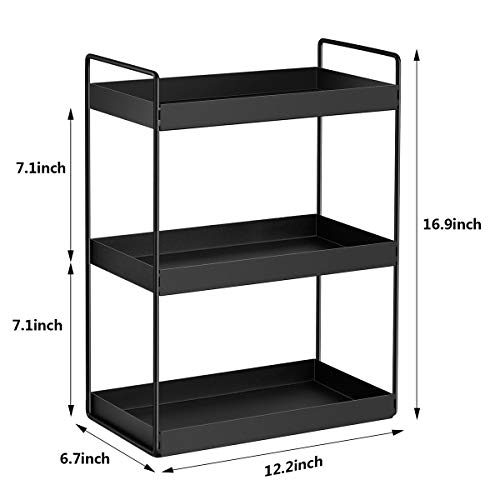 3-Tier Bathroom Countertop Organizer Vanity Tray Cosmetic & Makeup Storage Kitchen Spice Rack Standing Shelf, Black #TOP6