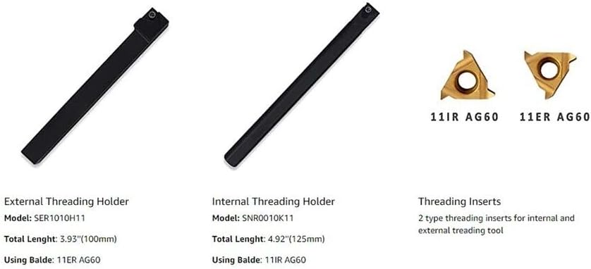 External/Internal Threading Holder SER1010H11/SNR0010K11+10pcs Threading Inserts