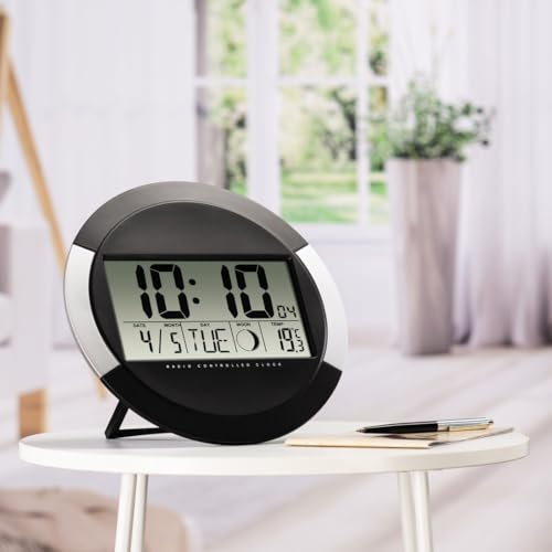 Horloge murale numérique Hama noire avec écran LCD et calendrier intégré - 7