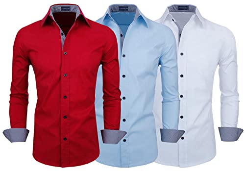 Image of Zombom Men's Combo Regular Fit Cotton Blend Full Sleeve Casual Shirts Pack of 3
