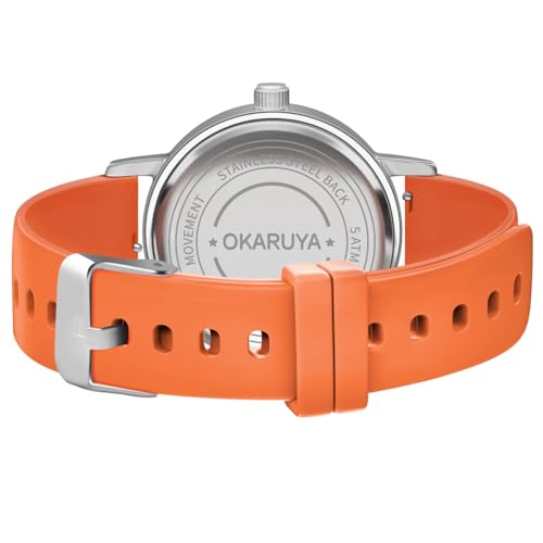 Blisshour Kids Watch Analog Waterproof, Pinwheel Learning Watch for Kids 8-12, Teacher Watches for Girl Ages 5-7 6-8, Easy to Read Educational Girls Watches Orange3