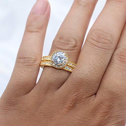 White Gold Plated Womens Wedding Ring Sets Bridal Sets Blue Cz Engagement Ring3