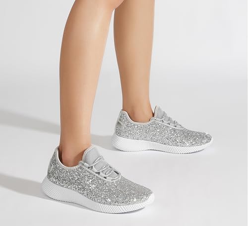 Image of K KIP WOK Fashion Glitter Sneakers for Womens Silp On Running Shoes Lightweigt Tennis Walking Sneakers