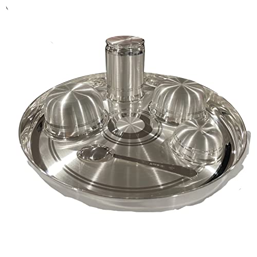 999 Pure Silver Authentic Indian Thali Dinner Set (11.0 Inch) – Certified & Hallmarked Set #02