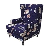 Stretch Sessel-Überwürfe Sesselschoner Sesselauflage Bedruckte weiche einfarbige Sesselüberzüge 2 teilig abnehmbare und waschbare Ohrensesselbezüge für Wohnzimmer Schlafzimmer und Hotel 15