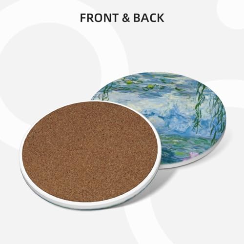 Dessous de verre en céramique de table style nénuphars et support - 6