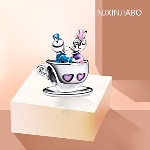 Image of S925 Sterling Silver Cartoon Anime Charms Pendant, Character Figures Dangle for Bracelet Necklace, Gifts for Mom Girlfriend Family, Valentine's Birthday Christmas Anniversary Jewelry
