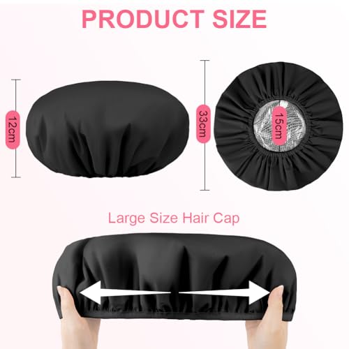 AOGOE 2 Pack Duschhaube Damen, Haarhaube Färben, 2-in-1 Elastische Duschkappe Wasserdichte, Shower Cap and Heat Cap Two Uses, Deep Conditioning Hair Cap für Haarölpflege, für Mädchen Damen Salon