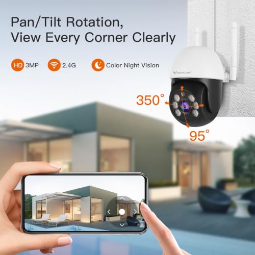 Image of VSTARCAM 3MP Wired Security Camera Outdoor, 0.8 Inch 2.4G WiFi PTZ Dome Home Surveillance Camera with Motion Detection, 2-Way Audio, Color Night Vision, Weatherproof 01