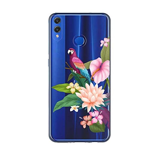 Oihxse Case Transparente Suave TPU Compatible con Huawei Honor Note 10 Funda [Lindo Caricatura Flor Serie Dibujos] Cristal Protector Carcasa Anti Rasguños Bumper Cover-Loro 2
