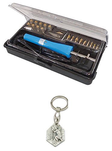 Preisvergleich Produktbild Sintr Elektro-Brennstempel 30 Watt, Lötset, Lötkolben, Entlötpumpe, Löten (902988206020) mit Anhänger Hlg. Christophorus