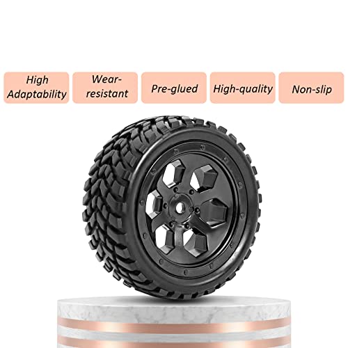 Rc Station 4Pcs Preglued 12Mm Hex Wheels And Tires Rc On Road Touring Street Tires Od 2.85" Width 1.17" Rc Wheels And Tires With Foam Inserts For Traxxas Wltoys Etc 1/14 1/16 1/18 Rc Racing Car #TOP2