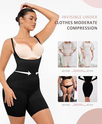 FeelinGirl Open Bust Shapewear Tummy Control Seamless Body Shaper for Women Mid Thigh Sculpting Bodysuit4