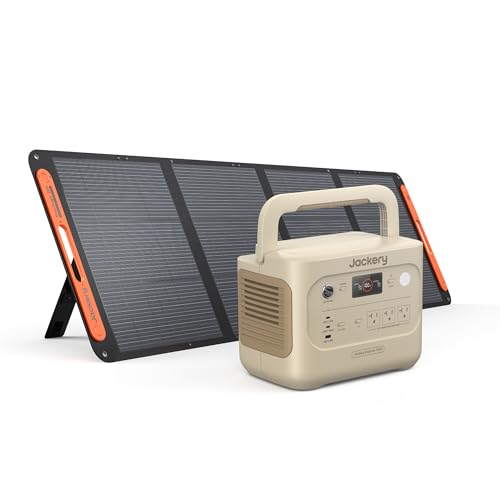 Jackery Solar Generator 1000 v2 with 200W Solar Panel, 1070Wh Portable Power Station, LiFePO4 Battery, 1500W AC Output, 1 Hr Fast Charge, for Camping, Emergency, RV, Off-Grid (Dune White)