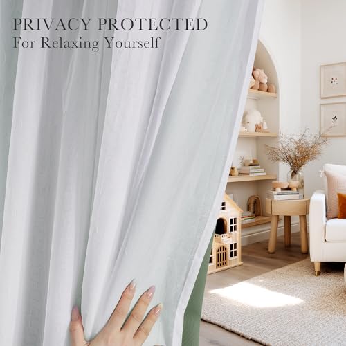 Image of PONY DANCE Room Darkening Curtains with Sheer Overlay, 2 Panels | Double Layer Drapes for Living Room, Grommet Thermal Insulated Curtains for Bedroom, 52 x 84 Inch, Sage Green