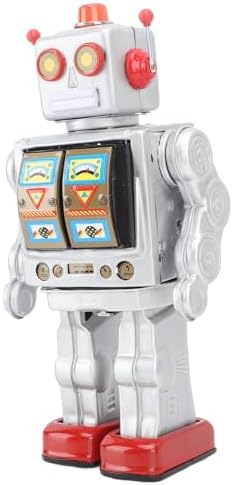 - Tin Robot Toy Retro Electric Rotating Action Figure Adult Collectible Model Silver