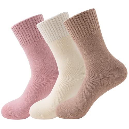 Womens Cozy Crew Socks Winter Knit Thick Soft Warm Socks for Girls 3 Pairs