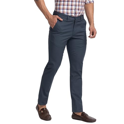 Image of Park Avenue Men's Mid Rise Printed Cotton Blend Slim Fit Casual Trousers