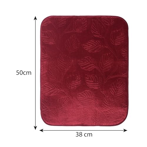 Image of Kuber Industries Pack of 4 Soft Microfiber Dish Drying Mat for Kitchen | 38x50 Machine Washable & Quick Drying Water Absorbing Mat for Kitchen Dishes, Utensils & Crockery | Aesthetic Design - Maroon