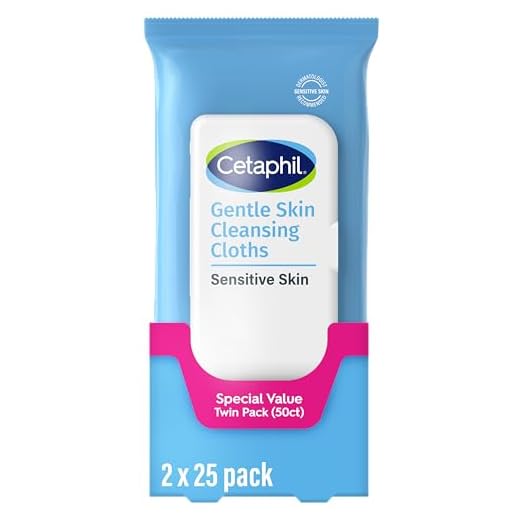 Cetaphil Face and Body Wipes, Gentle Skin Cleansing Cloths, 50 Count, Twin Pack, for Dry, Sensitive Skin, Flip Top Closure, Great for the Gym, Travel, in the Car, Hypoallergenic, Fragrance Free