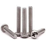 #8-32 x 2 inch (50 pcs) Phillips Pan Head Machine Screw Bolt, 304 Stainless Steel 18-8 Rounded Head Screws, UNC Full Thread, Bright Finish