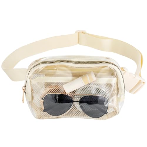 Waist Bag for Women Men, Adjustable Waist Strap Crossbody Clear Belt Waist Bag Pouch, Clear Fanny Pack for Concerts Hiking Running