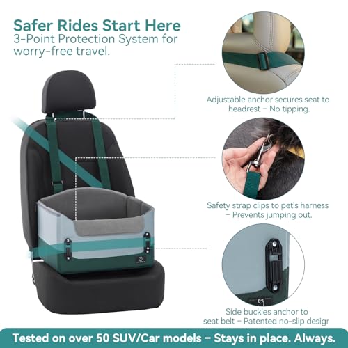 Image of A 4 Pet Dog Booster Car Seat, Under 25 lbs, Patent Buckles