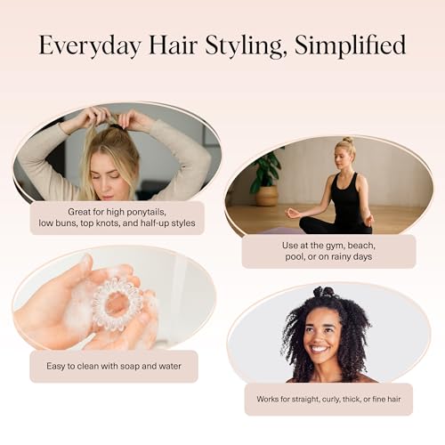 Image of Kitsch Spiral Hair Ties for Women - Creaseless and Dent-free Coil Hair Ties | No Damage, Phone Cord Coils | Made of Flexible and Durable Plastic | Ideal for Daily Use - 8pcs Basics