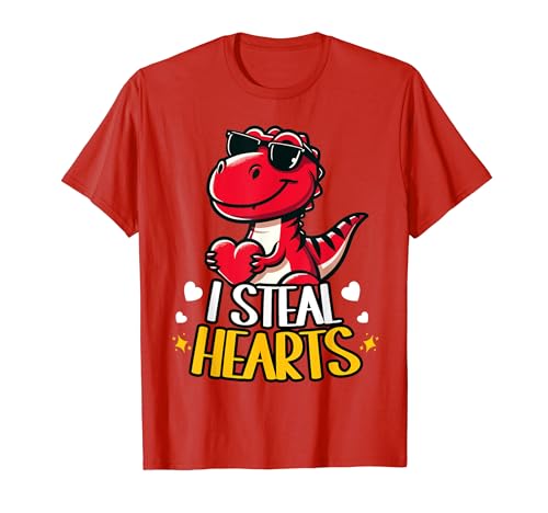 I Steal Hearts Trex Dino Valentine's Day Boys Son Toddlers T-Shirt
