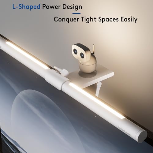 Image of Quntis Monitor Light Bar with Remote, Eye-Care No Glare, Space Saving Home Office Desk Lamp, White, Stepless Dimming, Easy Setup LED Computer Light Backlight for Curved Gaming Monitors Reading Study