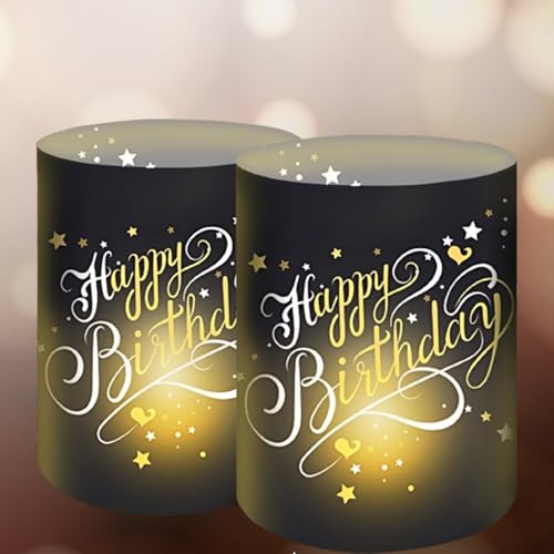 Moorle Lot de 12 photophores pour décoration de table d'anniversaire, décoration de table Happy Birthday, noir et doré, décoration de table pour homme,...