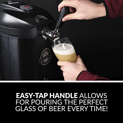 Image of Homecraft Black Stainless Steel Easy-Dispensing Tap Beer Cooling System Kegerator, Includes Reusable Growler, CO2 Cartridges, Removable Drip Tray & Cleaning Kit, Fresh for 30 Days