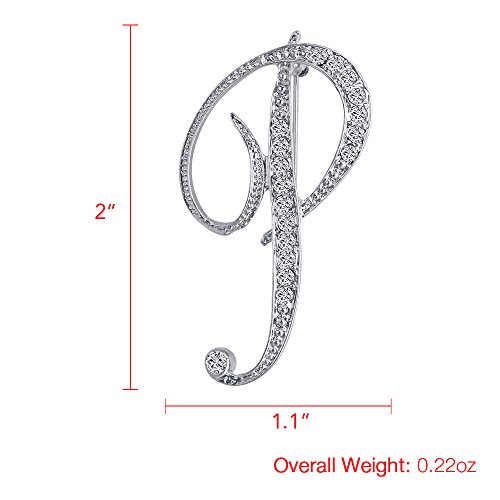 Image of Letter Brooch A-Z 26 Personalized Design Initial Letters Pins Clear Crystal Rhinestone Brooch pin